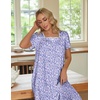 Ekouaer Cotton Long Nightgowns for Women Vintage House Dress with Pockets(Purple Speckle)