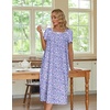 Ekouaer Cotton Long Nightgowns for Women Vintage House Dress with Pockets(Purple Speckle)
