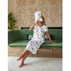 Ekouaer Cotton Long Nightgowns for Women Vintage House Dress with Pockets(White With Blue Flowers)