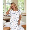 Ekouaer Cotton Long Nightgowns for Women Vintage House Dress with Pockets(White With Blue Flowers)