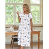 Ekouaer Cotton Long Nightgowns for Women Vintage House Dress with Pockets(White With Blue Flowers)