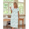 Ekouaer Cotton Long Nightgowns for Women Vintage House Dress with Pockets(White With Green Garden)