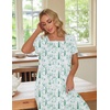 Ekouaer Cotton Long Nightgowns for Women Vintage House Dress with Pockets(White With Green Garden)