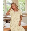 Ekouaer Cotton Long Nightgowns for Women Vintage House Dress with Pockets(Yellow Bee)