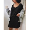 Ekouaer Cotton Nightgowns for Women Oversized Sleep Shirt Tshirt Night Gown(Black)