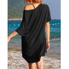Ekouaer Cotton Nightgowns for Women Oversized Sleep Shirt Tshirt Night Gown(Black)