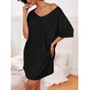 Ekouaer Cotton Nightgowns for Women Oversized Sleep Shirt Tshirt Night Gown(Black)