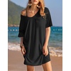 Ekouaer Cotton Nightgowns for Women Oversized Sleep Shirt Tshirt Night Gown(Black)