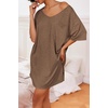 Ekouaer Cotton Nightgowns for Women Oversized Sleep Shirt Tshirt Night Gown(Brown)
