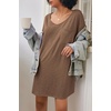 Ekouaer Cotton Nightgowns for Women Oversized Sleep Shirt Tshirt Night Gown(Brown)