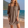 Ekouaer Cotton Nightgowns for Women Oversized Sleep Shirt Tshirt Night Gown(Brown)