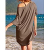 Ekouaer Cotton Nightgowns for Women Oversized Sleep Shirt Tshirt Night Gown(Brown)