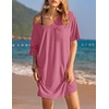 Ekouaer Cotton Nightgowns for Women Oversized Sleep Shirt Tshirt Night Gown(Cherry Red)