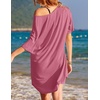 Ekouaer Cotton Nightgowns for Women Oversized Sleep Shirt Tshirt Night Gown(Cherry Red)