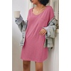 Ekouaer Cotton Nightgowns for Women Oversized Sleep Shirt Tshirt Night Gown(Cherry Red)