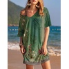 Ekouaer Cotton Nightgowns for Women Oversized Sleep Shirt Tshirt Night Gown(Green Floral)