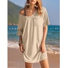 Ekouaer Cotton Nightgowns for Women Oversized Sleep Shirt Tshirt Night Gown(Khaki)