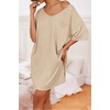 Ekouaer Cotton Nightgowns for Women Oversized Sleep Shirt Tshirt Night Gown(Khaki)