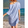 Ekouaer Cotton Nightgowns for Women Oversized Sleep Shirt Tshirt Night Gown(Light Blue)