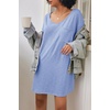 Ekouaer Cotton Nightgowns for Women Oversized Sleep Shirt Tshirt Night Gown(Light Blue)