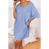 Ekouaer Cotton Nightgowns for Women Oversized Sleep Shirt Tshirt Night Gown(Light Blue)