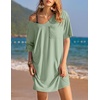 Ekouaer Cotton Nightgowns for Women Oversized Sleep Shirt Tshirt Night Gown(Light Green)