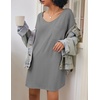 Ekouaer Cotton Nightgowns for Women Oversized Sleep Shirt Tshirt Night Gown(Light Grey)