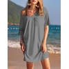 Ekouaer Cotton Nightgowns for Women Oversized Sleep Shirt Tshirt Night Gown(Light Grey)