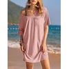 Ekouaer Cotton Nightgowns for Women Oversized Sleep Shirt Tshirt Night Gown(Misty Pink)