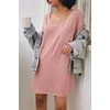 Ekouaer Cotton Nightgowns for Women Oversized Sleep Shirt Tshirt Night Gown(Misty Pink)