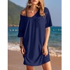 Ekouaer Cotton Nightgowns for Women Oversized Sleep Shirt Tshirt Night Gown(Navy Blue)