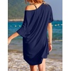 Ekouaer Cotton Nightgowns for Women Oversized Sleep Shirt Tshirt Night Gown(Navy Blue)