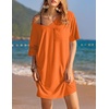 Ekouaer Cotton Nightgowns for Women Oversized Sleep Shirt Tshirt Night Gown(Orange)