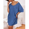 Ekouaer Cotton Nightgowns for Women Oversized Sleep Shirt Tshirt Night Gown(Peacock Blue)