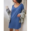 Ekouaer Cotton Nightgowns for Women Oversized Sleep Shirt Tshirt Night Gown(Peacock Blue)