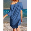 Ekouaer Cotton Nightgowns for Women Oversized Sleep Shirt Tshirt Night Gown(Peacock Blue)