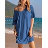 Ekouaer Cotton Nightgowns for Women Oversized Sleep Shirt Tshirt Night Gown(Peacock Blue)