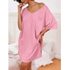 Ekouaer Cotton Nightgowns for Women Oversized Sleep Shirt Tshirt Night Gown(Pink)