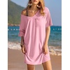 Ekouaer Cotton Nightgowns for Women Oversized Sleep Shirt Tshirt Night Gown(Pink)