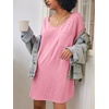 Ekouaer Cotton Nightgowns for Women Oversized Sleep Shirt Tshirt Night Gown(Pink)