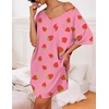 Ekouaer Cotton Nightgowns for Women Oversized Sleep Shirt Tshirt Night Gown(Pink Strawberry)