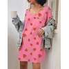 Ekouaer Cotton Nightgowns for Women Oversized Sleep Shirt Tshirt Night Gown(Pink Strawberry)