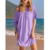 Ekouaer Cotton Nightgowns for Women Oversized Sleep Shirt Tshirt Night Gown(Purple)