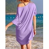 Ekouaer Cotton Nightgowns for Women Oversized Sleep Shirt Tshirt Night Gown(Purple)