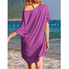 Ekouaer Cotton Nightgowns for Women Oversized Sleep Shirt Tshirt Night Gown(Rose Purple)