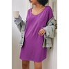 Ekouaer Cotton Nightgowns for Women Oversized Sleep Shirt Tshirt Night Gown(Rose Purple)