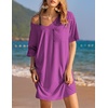 Ekouaer Cotton Nightgowns for Women Oversized Sleep Shirt Tshirt Night Gown(Rose Purple)