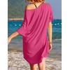 Ekouaer Cotton Nightgowns for Women Oversized Sleep Shirt Tshirt Night Gown(Rose Red)