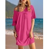 Ekouaer Cotton Nightgowns for Women Oversized Sleep Shirt Tshirt Night Gown(Rose Red)