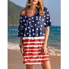 Ekouaer Cotton Nightgowns for Women Oversized Sleep Shirt Tshirt Night Gown(Us Flag)